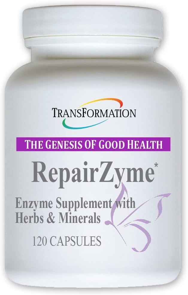TRANSFORMATION THE GENESIS of GOOD HEALTH RepairZyme High-Potency Digestive Enzym-Mischung Natürliche Ergänzung mit Kräuterextrakten & Essential Minerals für Gut, Verdauung & Gesamt Wellness, 120 Kapseln