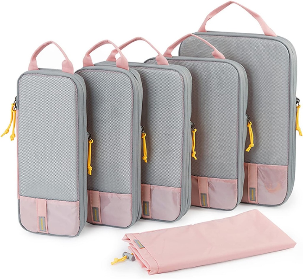 BAGSMART 6 Set /4 Set/2 Set Compression Packing Cubes für Reisen, Leichte Gepäckaufbewahrung Organizer Taschen, Durable Space Saver Bags Reise Essentials