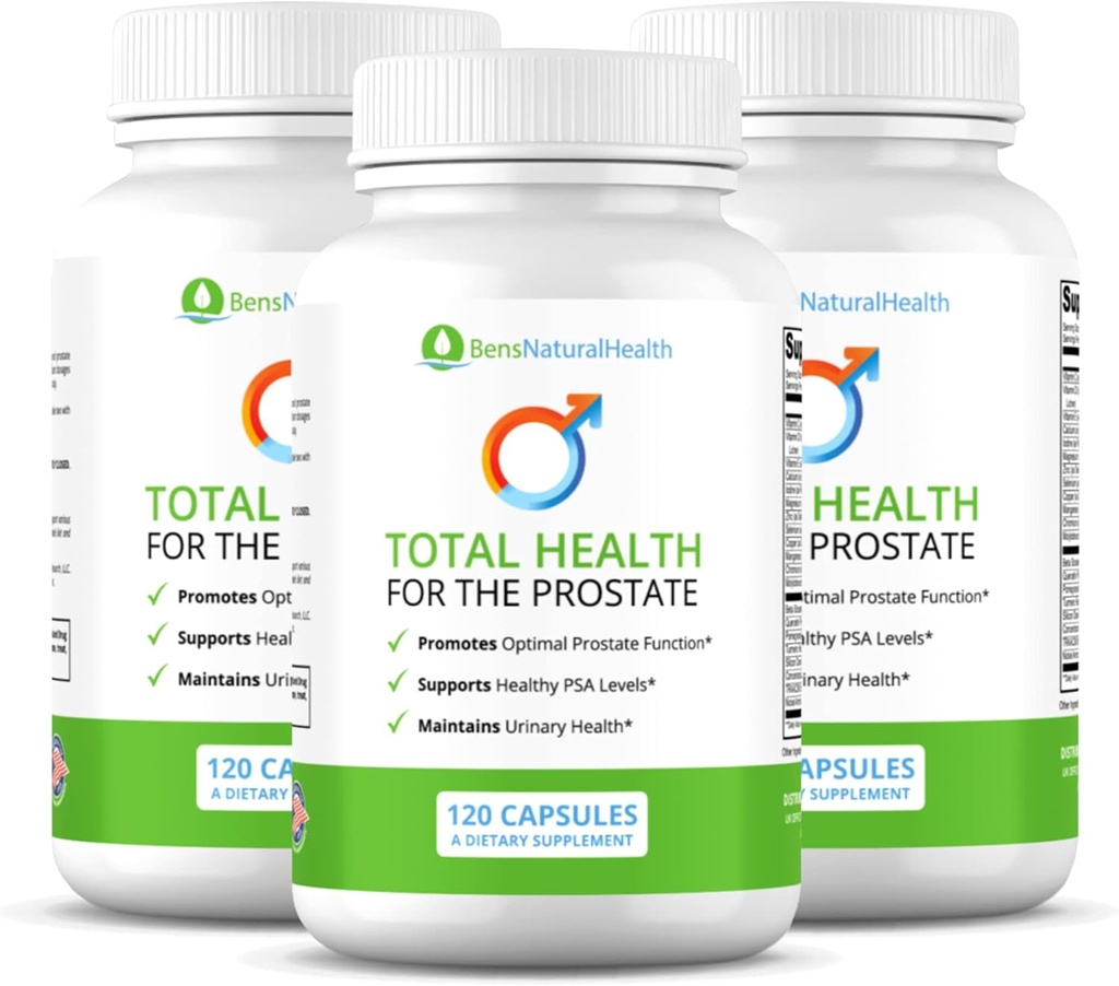 Ben's Natural Health Total Health für die Prostata-Ergänzung mit Beta Sitosterol Vitaminen C, D, E, Zink und Kurkuma, 360 Vegicaps, 3 Pack