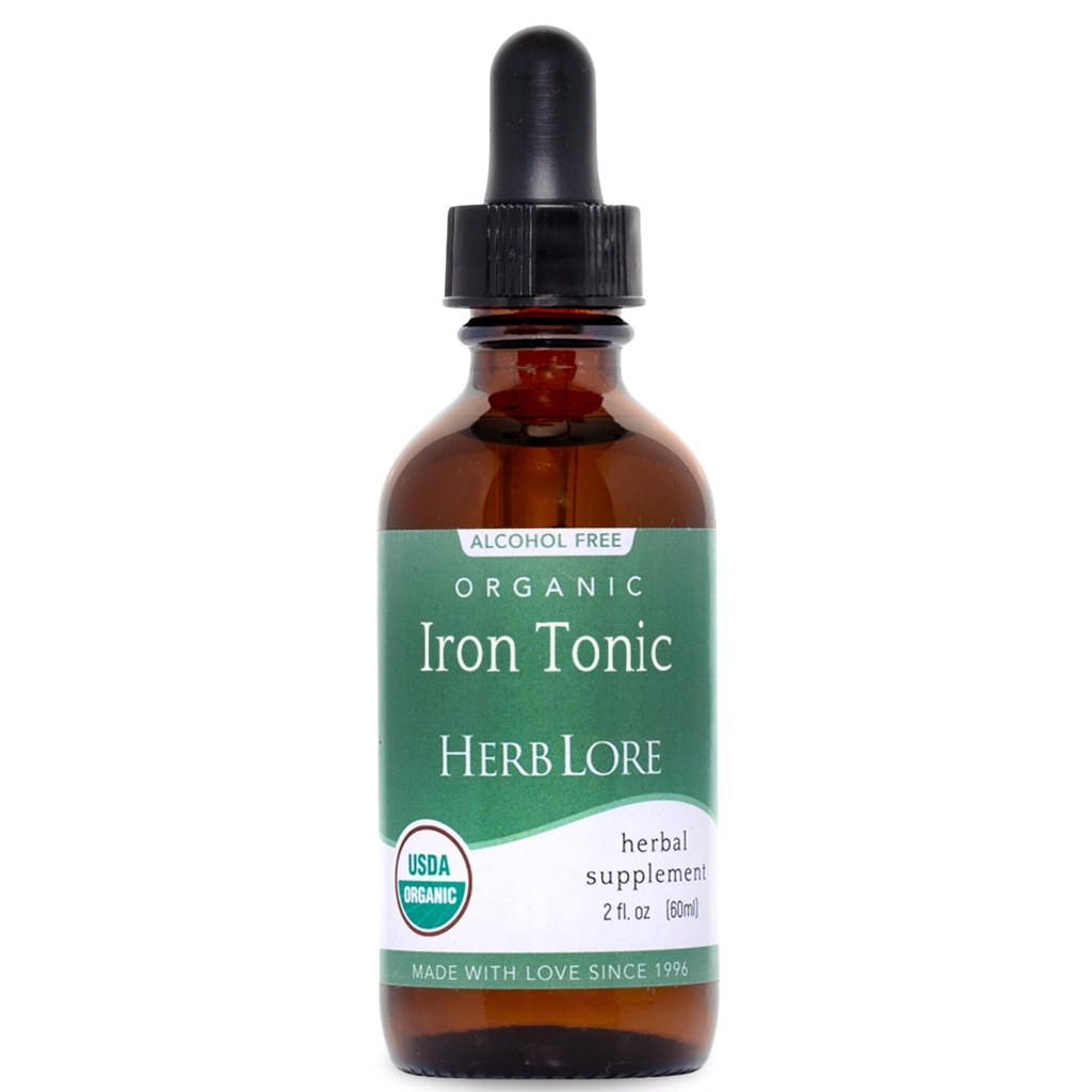Herb Lore Iron Tonic - Organic Liquid Iron Drops Supplement für Kinder und Frauen - Baby, Infant & Kleinkind Friendly - Pflanzenbasiert, Vegan, Sanft, Non Constipating Kräutertee (2 fl oz)