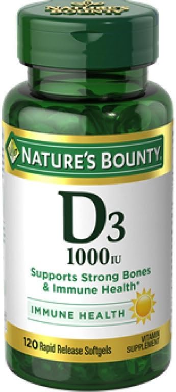 Nature's Bounty Vitamin D3 1000 IU Immune Health, 120 Softgels (Pack von 12)