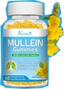 10 in 1 Mullein Gummies für Lunge, Mullein Blattextrakt mit Bromelain, Quercetin, Magnesium - Unterstützung Lung Cleanse für gesunde Atmung, 60ct