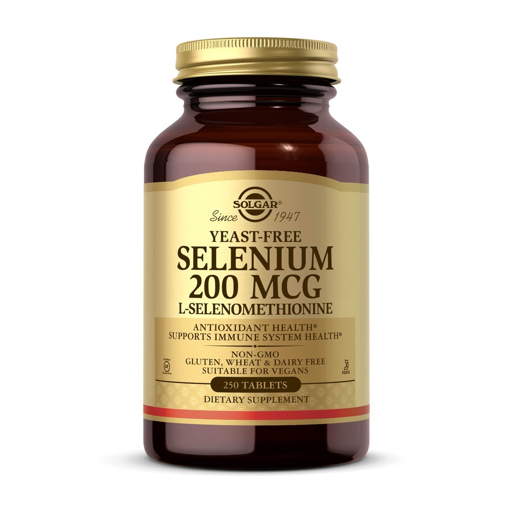 Solgar Hefefreies Selen 200 mcg, 250 Tabletten - Unterstützt Antioxidans & Immunsystem Gesundheit - Nicht-GVO, Vegan, Glutenfrei, Milchprodukte frei, Koscher - 250 Portionen