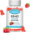 Zuckerfreies Vitamin D3 K2 Gummi, Vitamin D3 2000 IU, K2 (MK7) 120mcg, Calcium 600 mg mit Vitamin D3, Unterstützung B0ne & Immun Gesundheit, Vegan, Glutenfrei, Himbeer Geschmack, 60 Graf