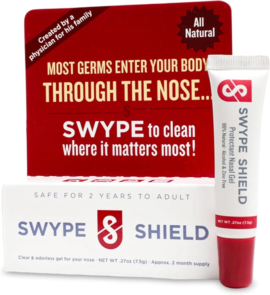 Swype Shield Airborne Partikel und Allergen Blocker Nasal Gel - Drug-Free, für Pollen Allergy Sufferers, für Flugzeugreisen - (Unscented) Über 180 Anwendungen pro Tube (0,27 oz, 7,5g Packung 1)