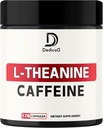L-Theanine 200mg Capsules & Pure Caffeine Pills 200mg - Smart Smooth Energy Production, Alerte, Cognitive & Focus Clarity Supplement - 120 Capsules pendant 4 mois - Sans OGM et sans gluten