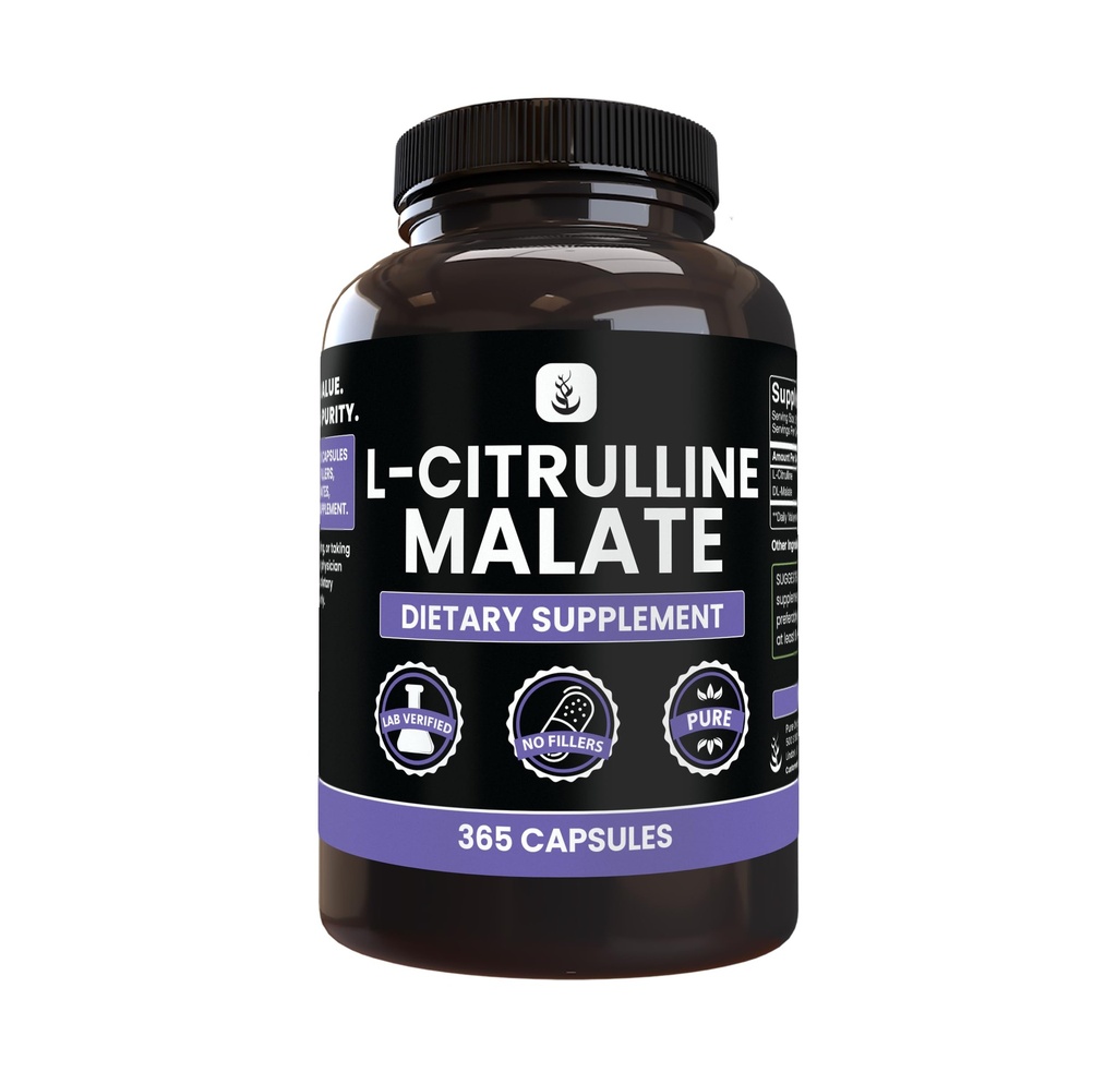 INGRÉDIENTS ORIGINAUX L-Citrulline DL-Malate 2:1 (365 capsules) Pas de magnésie ou de remplissage de riz, toujours pur, vérifié en laboratoire