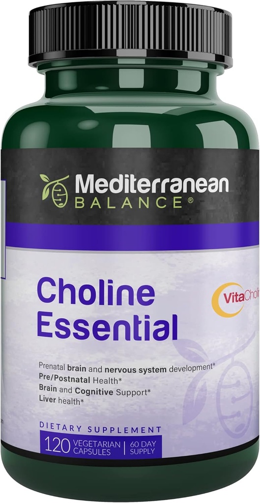 Choline, Prenatales Gehirn und kognitive Unterstützung Vitamin, Kosher, Vegetarisch, Choline-Ergänzung für schwangere und stillende Frauen, 550 mg Choline pro Servierung, 60 Tage Versorgung