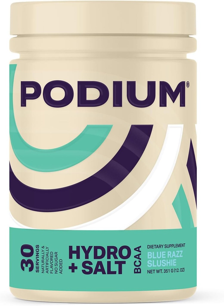 Podium Nutrition, Instantized BCAA Powder, Hydro and Salt, Blue Razz Slushie, 30 Servierungen, Elektrolyte, Hydration, Erholung