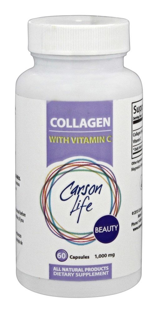 Carson Life Capsules de collagène avec vitamine C - 60 Capsules - Supplément diététique pour anti-vieillissement, soutien immunitaire, cheveux sains, peau et ongles - Fabriqué aux États-Unis (60 Capsules)