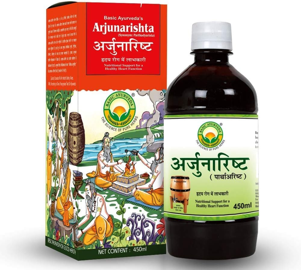 THRU Arjunarishta Syrup | 450ml | Hypertonie | Chest Problem | Pflege Cholesterol Level | Kräuterherz Tonic | Verbesserung der Stomach Gesundheit
