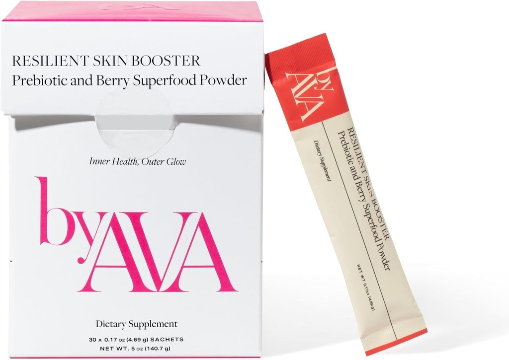 byAVA Resilient Skin Booster | Prebiotic and Berry Superfood Powder | 30 Servierungen | Glowing Skin, Gut Health Support