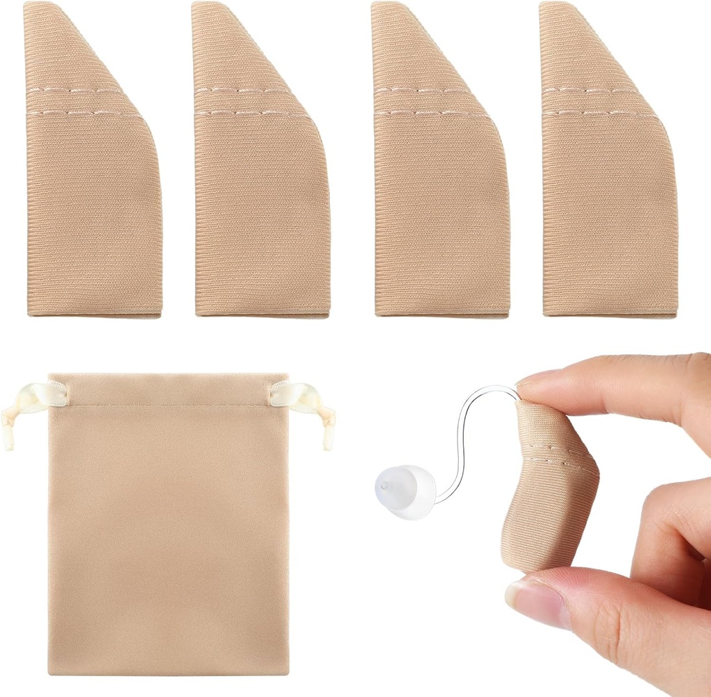 Nuanchu 2 Packs Hörgerät Komfortschutz mit Aufbewahrungstasche Hörgerät Abdeckung Passt 1" bis 1.25" Schutzverstärker vor Schmutz, Schwitzen, Wind(Fits 1" bis 1.25",Khaki)