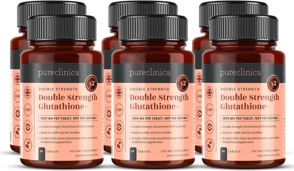 Glutathion 1000mg x 360 Tabletten (6 Flaschen von 60)- w/500mg Glutathion, 300mg ALA und 200mg VIT C pro Tablet
