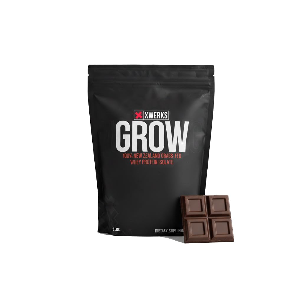 Xwerks Grow 100% Neuseeland Gras Fed Whey Protein, 25g reines Isolate Protein Pulver pro Servierung, All Natural Paleo und Keto Friendly, Soy Free Gluten Free Easy to Digest, Chocolate, 30 Portionen