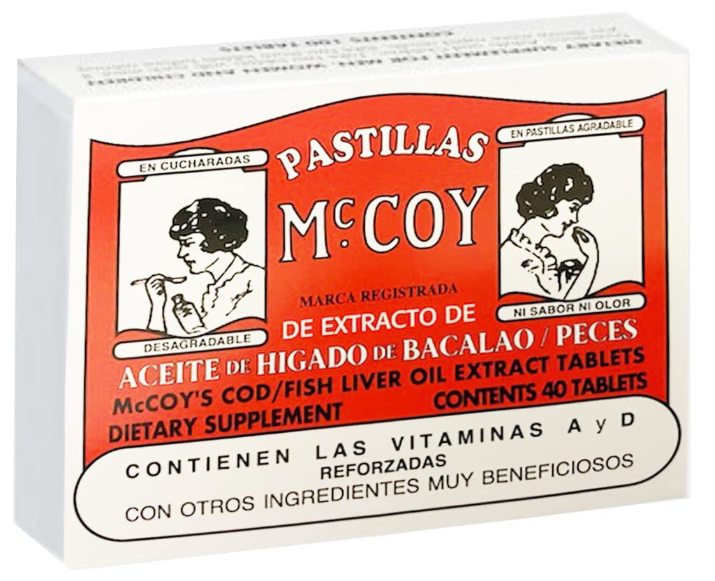 Comprimés d'extrait d'huile de foie de morue et de poisson Mccoy 40