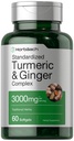 Horbäach Turmeric und Ginger Supplement 3000 mg | 60 Softgel Kapseln | Turmeric Curcumin Complex mit schwarzem Pfeffer Extrakt | Non-GMO, Glutenfrei