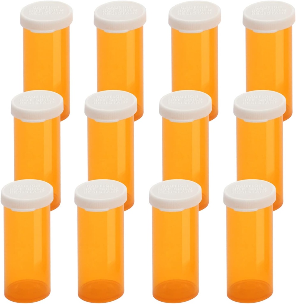 Leere Kunststoff Pillen Flaschen mit einfachen offenen Snap-Kapseln (nicht Kind Resistant), Verschreibung Medikamente Vials, Klare Container Pillen Gehäuse Organizer (6 Dram, 12pcs)