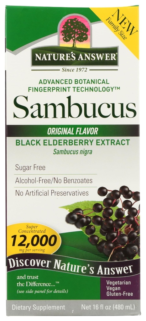 Natur Antwort Sambucus Elderberry Syrup 16 Unze | Große Verkostung Immununterstützung Ergänzung | Antioxidant, Vegan, Glutenfrei, Made in USA | Single Count