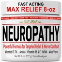 Neuropathy Nerve Relief Cream - Fast Acting Max Relief für Füße Beine Zehen Rücken - Ultra Strength Menthol Arnica Aloe Vera MSM, Beruhigende natürliche Nerve Comfort Relief, Super Large 8 oz