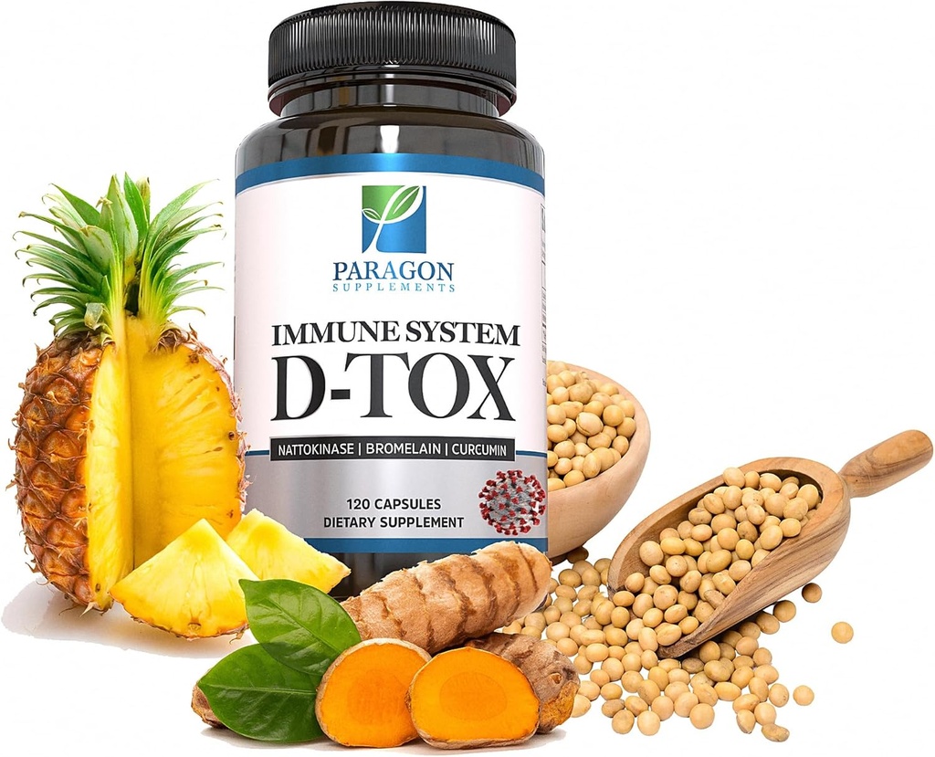 Spike Protein Entfernung - Original Spike Detox Formel mit Nattokinase, Bromelain & Curcumin - 3-in-1 Immunsystem Supplement - Non-GMO, Vegan, Gluten-Free - Made in USA - 120 Kapseln (30 Tage Versorgung)