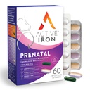 Fer actif Prénatal, supplément de fer + vitamines prénatales pour les femmes, 30 capsules non constipantes + 30 multivitamines à libération prolongée, grossesse, allaitement et essentiels postpartum