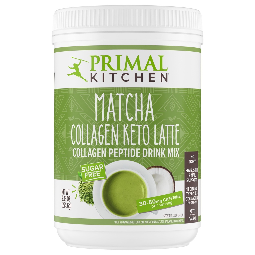 Platine Primal Matcha Collagen Keto Latte Poudre, Peptides de collagène sans sucre, 9.33 Ounces