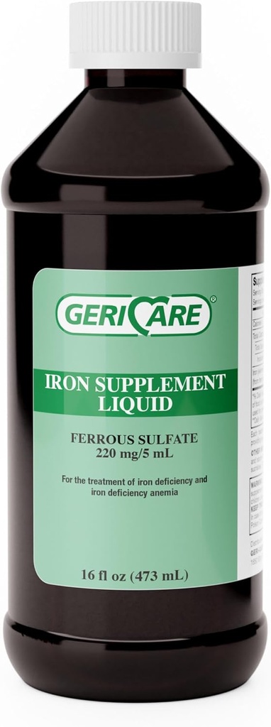 GeriCare 220 High Potency Liquid Iron Supplement | Flüssiges Eisen für Erwachsene | für Anämie und Eisenmangel | 220mg Eisen pro 5mL Dose. (Pack von 1)