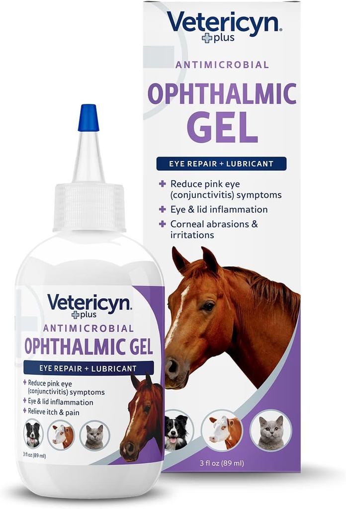 Vetericyn Plus Ophthalmisches Augengel für Pferde | Augenalbe Alternative zu Lubricate und Relieve Horse Eye Irritations, Safe für alle Tiere. 3 Unzen