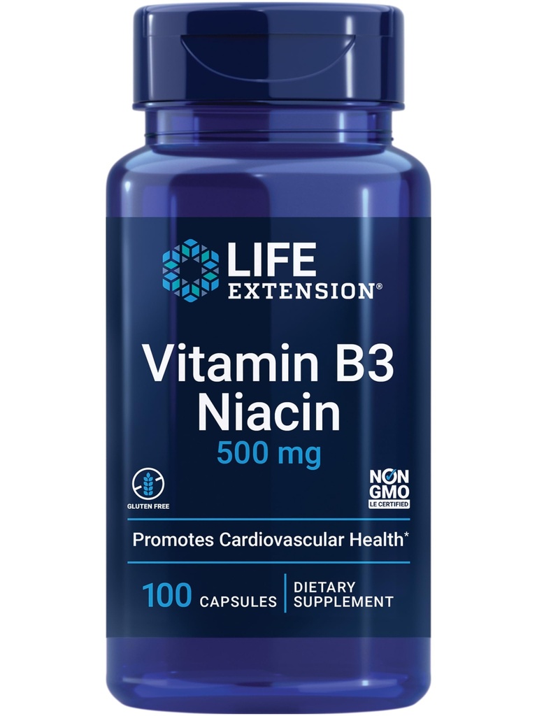 Lebensverlängerung Vitamin B3 Niacin, Herzgesundheit, Cholesterol & Energie-Unterstützung, Glutenfrei, Non-GMO, 100 Kapseln