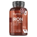 PoidsWorld Iron Supplement 65mg - avec vitamine C 125mg - 180 comprimés végétaliens (6 mois d'approvisionnement) - Supplément en fer carbonyle doux pour les femmes et les hommes - Booster d'énergie et la chaleur du sang - Non-OGM et sans gluten