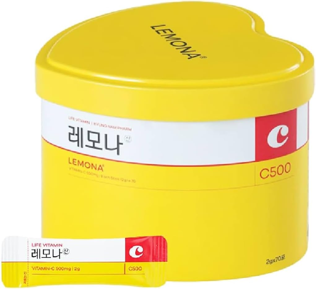 Zitrone Wasser Enhancer Vitamin C 500mg Pulver, Gelbes Herz Tin Case Zitronen Flavored Vitamin Powder - 70 Sticks (2g)