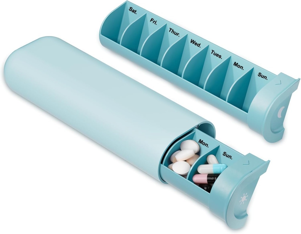 Upgraded Pill Organizer 2 Mal am Tag, PM Pille Box 7 Tage, Wöchentliche Reise Pille Container, niedliche Pille Fall für Vitamin, Medikamente, Vitamine, Fischöle und Ergänzungen (blau)