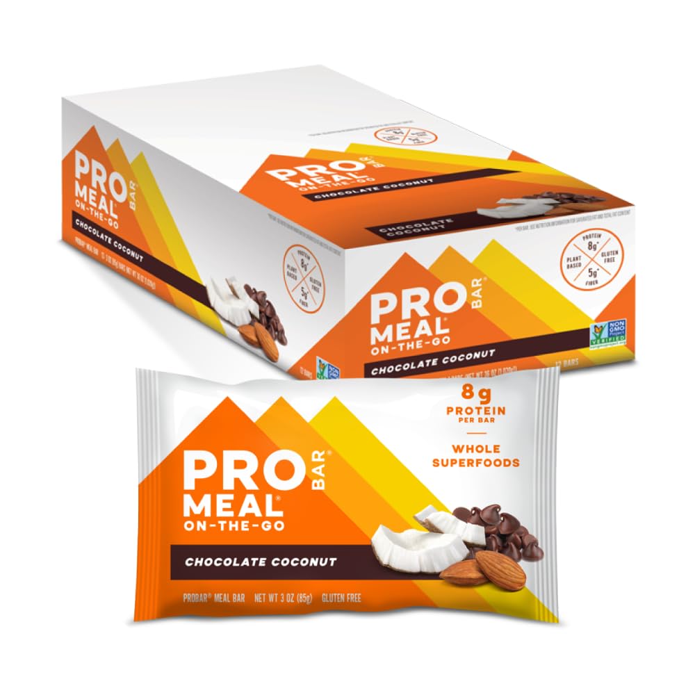 PROBAR - MEAL Bar, Schokolade Kokosnuss, Non-GMO, Glutenfrei, Gesund, Pflanzenbasiert, Ganzwertig Zutaten, Natürliche Energie (12 Zähler)
