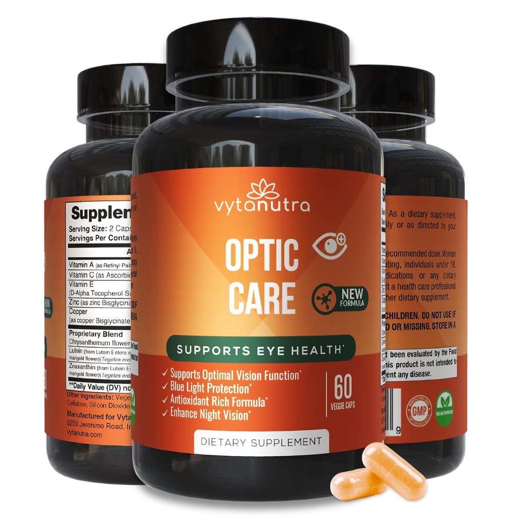 Augenvitamine – Lutein, Zeaxanthin, Vitamine A C E, Zink, Kupfer, Chrysanthemum & Goji – Antioxidative Mikronährstoffformel zur Unterstützung der Sehkraft – 3 PK
