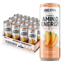 Optimum Nutrition Amino Energy Sparkling Hydration Drink, Elektrolyte, Koffein, Aminosäuren, BCAAs, Sugar Free, Peach Bellini, 12 Fl Oz, 12 Pack (Packaging May Vary)