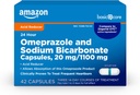 Soins de base Oméprazole et Capsules de bicarbonate de sodium, 20 mg/1100 mg, Médecine des brûlures d'estomac fréquentes 24 heures sur 24, pilules réducteurs acides, 42 Nombre