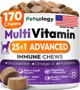 Hunde Multivitamin Chewable - Hunde-Vitamine und Ergänzungen mit Glucosamin - 170 Chews - Hip & Joint, Pet Immune Support, Skin & Coat, Gut & Heart Health - Senior & Puppy Multivitamin Pet Supplement