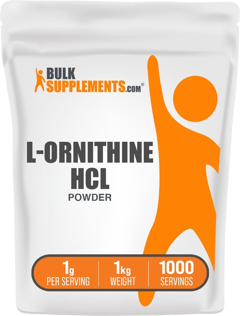 BulkSupplements.com L-Ornithin HCl Pulver - Ornithin-Ergänzung, Aminosäure-Ergänzung - Glutenfrei, 1g pro Servierung, 1kg (2.2 lbs) (Pack von 1)