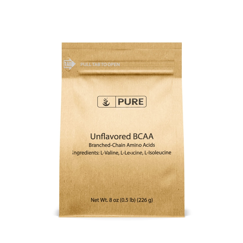 Pure Original Zutaten Unflavored Instantized BCAA (8oz) Pulver, verzweigte Kette essentielle Aminosäuren, Ergänzung