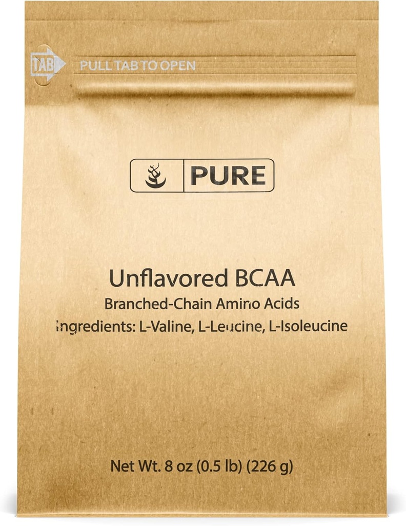 Pure Original Zutaten Unflavored Instantized BCAA (8oz) Pulver, verzweigte Kette essentielle Aminosäuren, Ergänzung