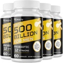 Probiotiques pour les hommes, 500 milliards UFC et 12 souches Hommes Probiotique avec canneberge curcuma, Goji, Gut Health pour les hommes, pour la santé digestive, Gut, Bloating & Gas, Immune, soutien énergétique, 120 jours d'approvisionnement