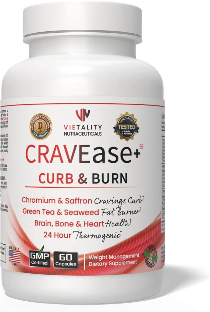 CRAVEase+™ Curb & Burn | Multitask Your Weight Loss | Lose Up to 4X More Fat | Clinical, Science-Backed Formula | Metabolism Boost | Appetite Reduction Complex | No Smell/Taste Diet Pill | Men/Women