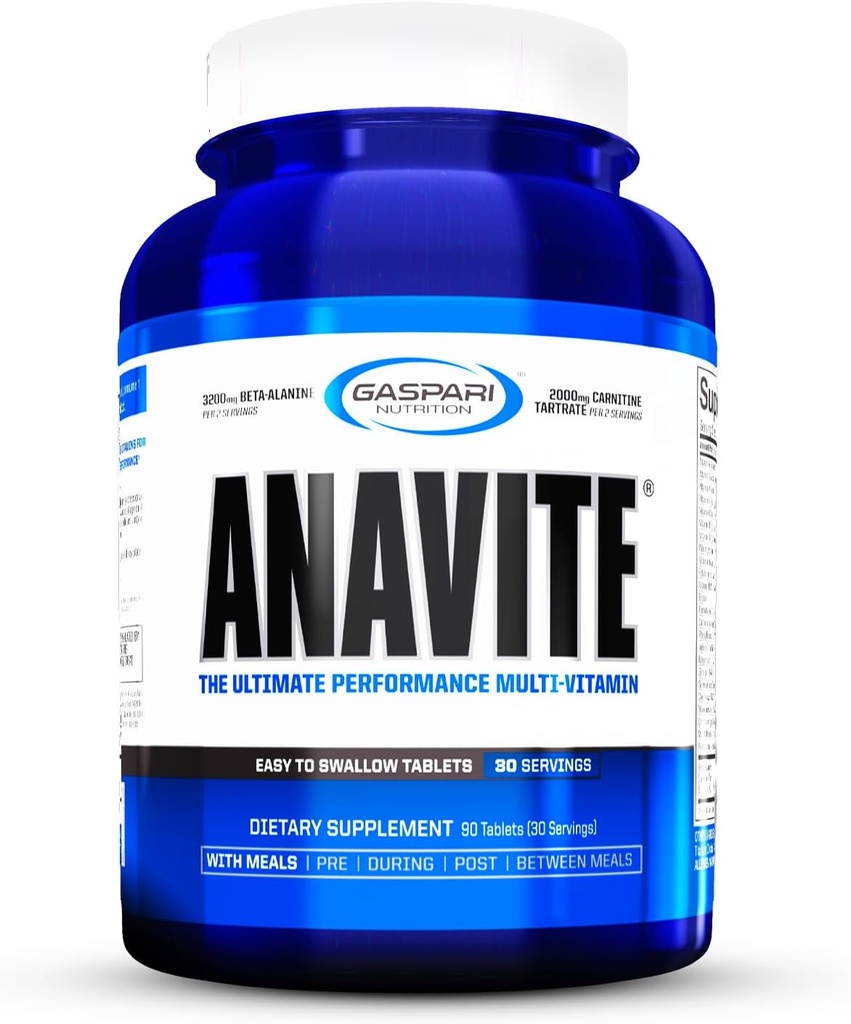 Gaspari Nutrition Anavite, sport Multivitamine avec acides aminés, bêta-alanine et L-carnitine, performance améliorée et récupération (nouvelle taille plus petite, 30 portions)
