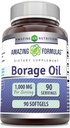 Formules étonnantes Supplément d'huile de borage $ 2000 Mg par service $ Softgels $ Non-GMO $ Sans gluten $ Fabriqué aux États-Unis (1 Pack, 90 Compte)