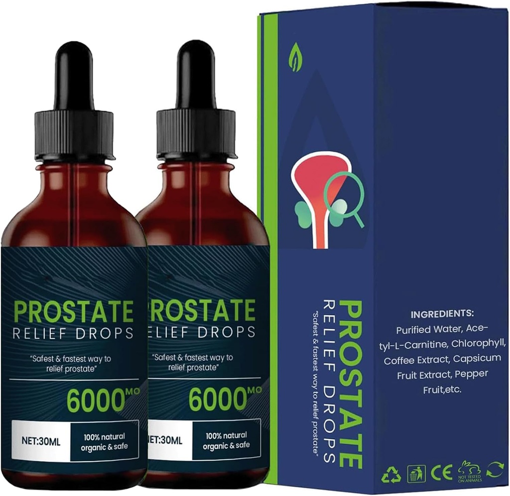 Les gouttes de traitement de la prostate - les gouttes de soulagement de la prostate, les gouttes de plantes naturelles de la prostate, DHT Blocker Urinary Health & Prostate Support Supplément pour la santé des hommes (2pcs)