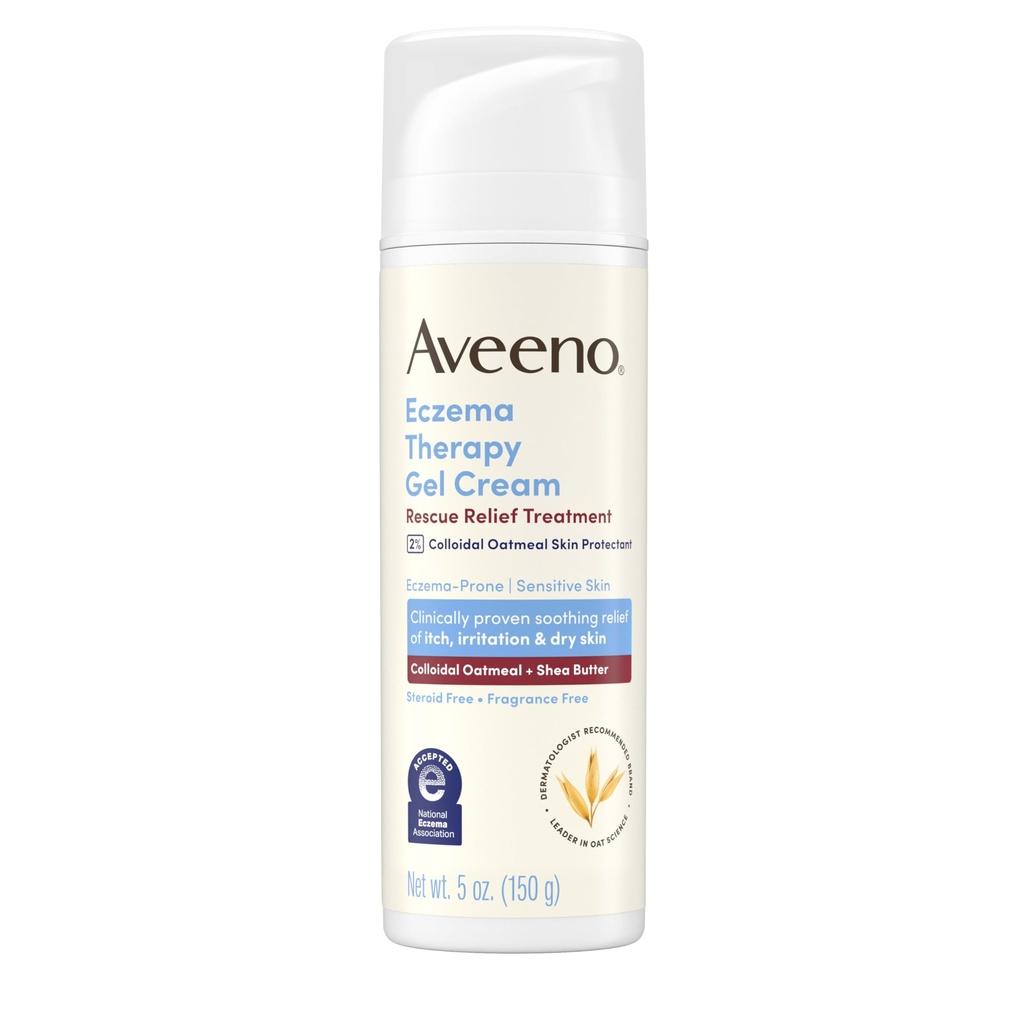 Aveeno Eczema Therapy Rescue Relief Treatment Gel crème avec Colloïdal Oatmeal Protection de la peau, instantanément apaise et refroidit Démangeaisons Sèche peau Flacon-Ups, Steroid & Fragrance Free, 5.0 fl. oz