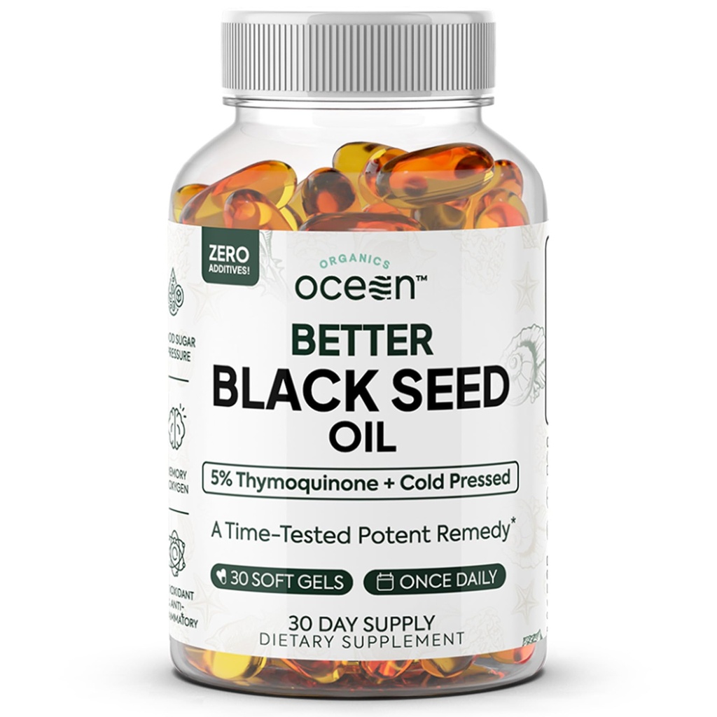 Bios Ocean Better Black Seed Oil Cold Pressed - Pure Nigella Sativa Öl für Immununterstützung - 5% Thymoquinone - Support Memory, Vitalität und Cellular Health