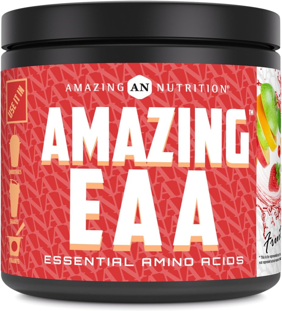 Erstaunliche EAA essentielle Aminosäuren | 8 Gramm EAA's Per Serving | 30 Portionen | 330 Gramm Pulver Supplement | Made in USA (Natural Fruit Punch)