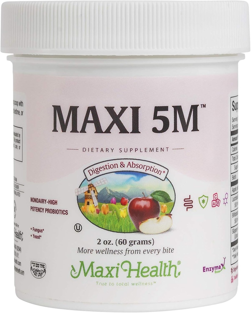 Probiotisches Pulver – Acidophilus & Bifidobacterium mit Apfelpektin, Slippery Elm Bark & Biotin – Verdauungs- und Immununterstützung, Gut Health, Haarhaut & Nägel, Kinder & Erwachsene – Kosher, 2 Unze (60 Servierungen)